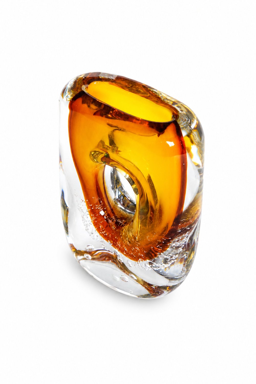 Amber Bubble Ring Vase