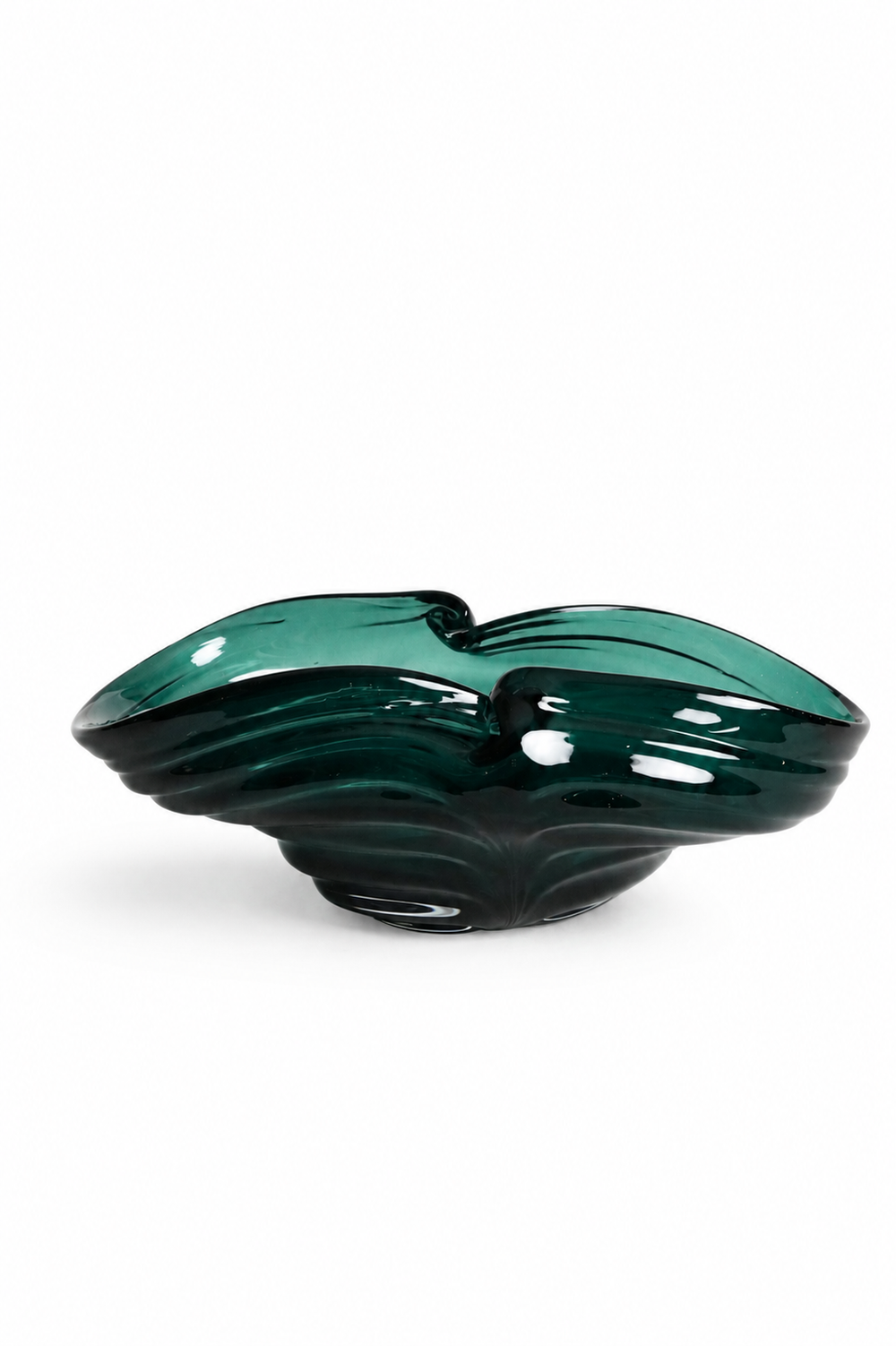 Teal Freeform Glass Bowl