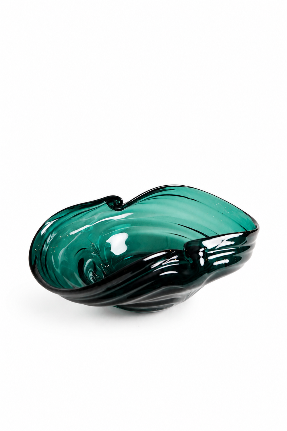 Teal Freeform Glass Bowl