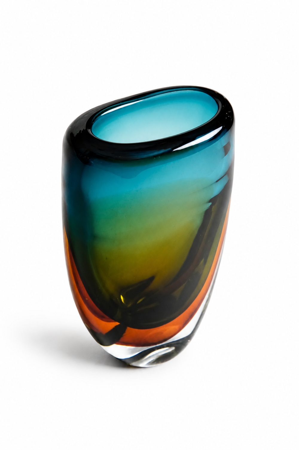 Teal to Amber Sommerso Vase