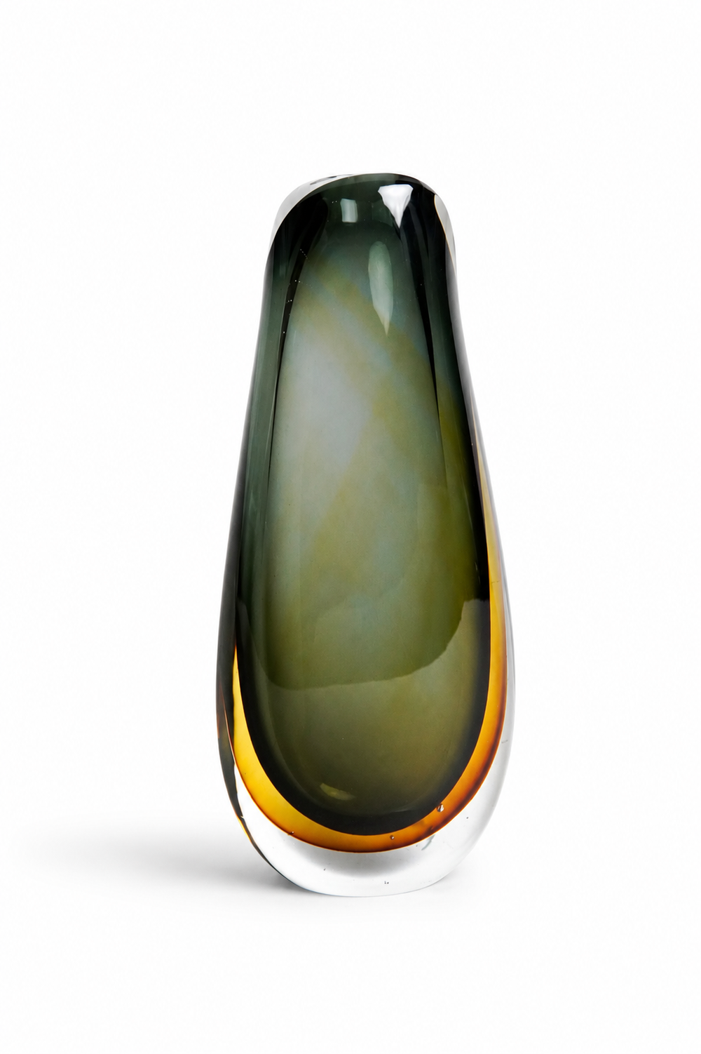 Grey-Green to Amber Teardrop Vase