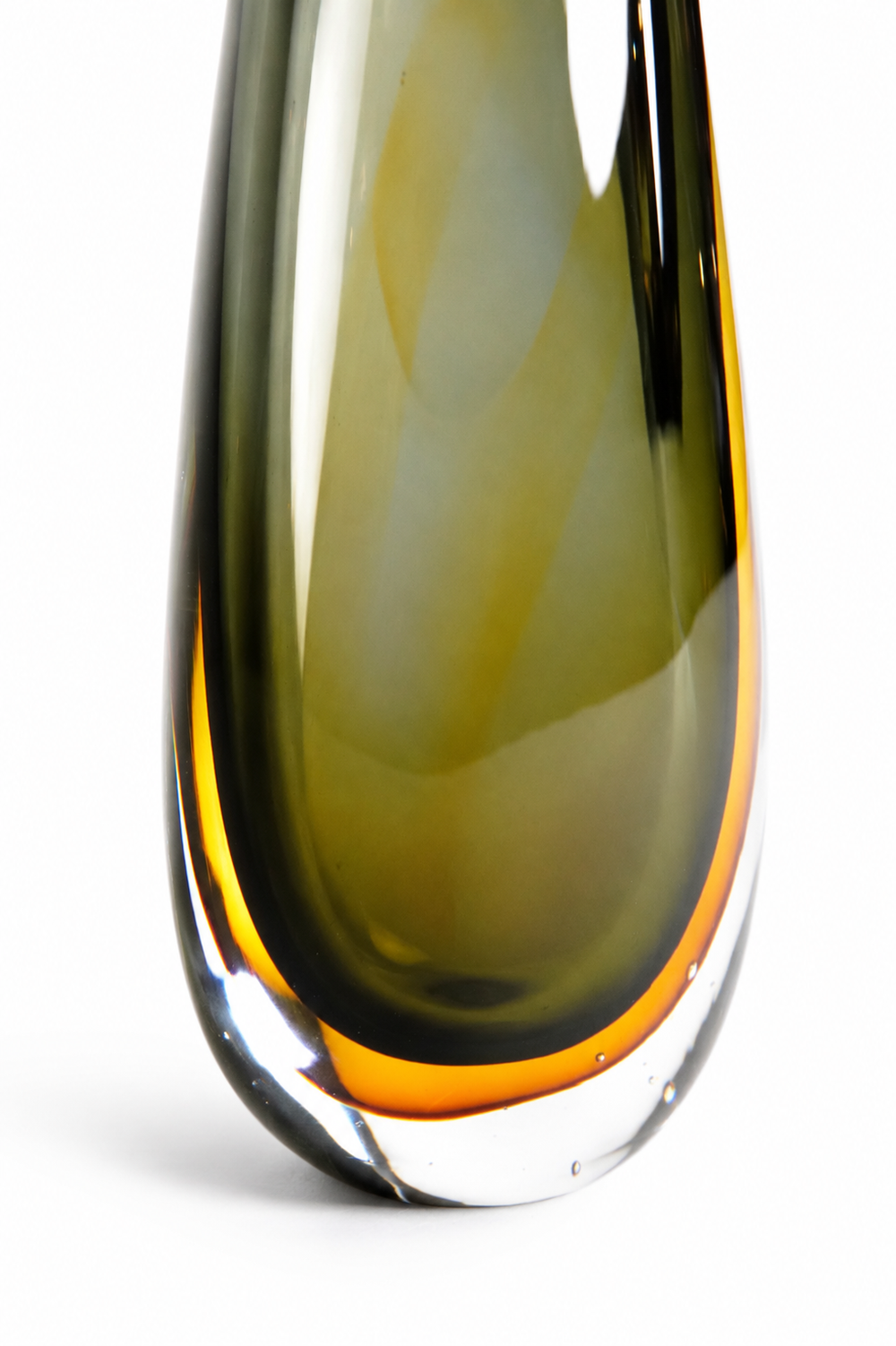 Grey-Green to Amber Teardrop Vase