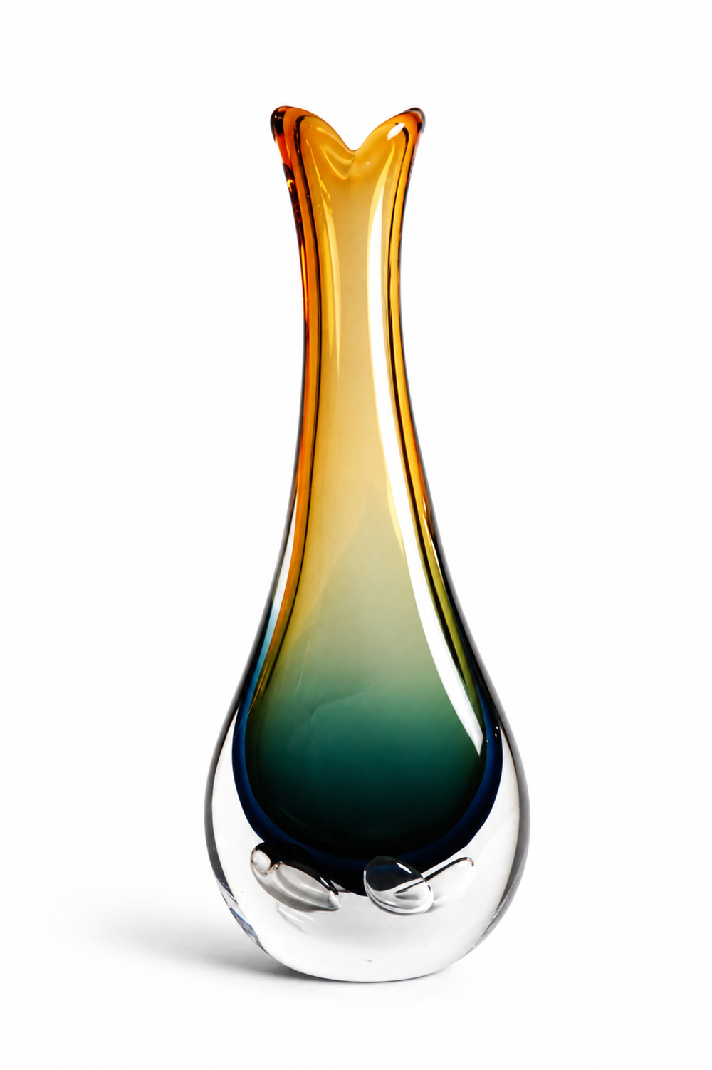 Amber to Teal Gradient Flame Vase