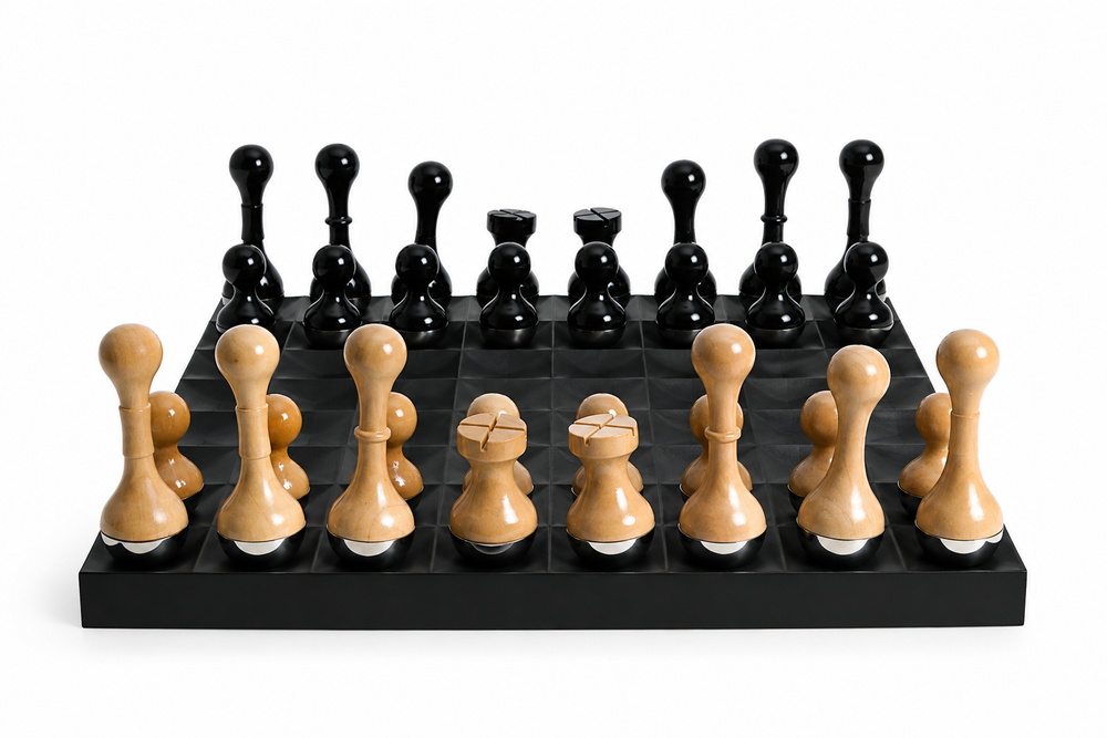 Exclusive Ebony & Natural Turned Chess Set