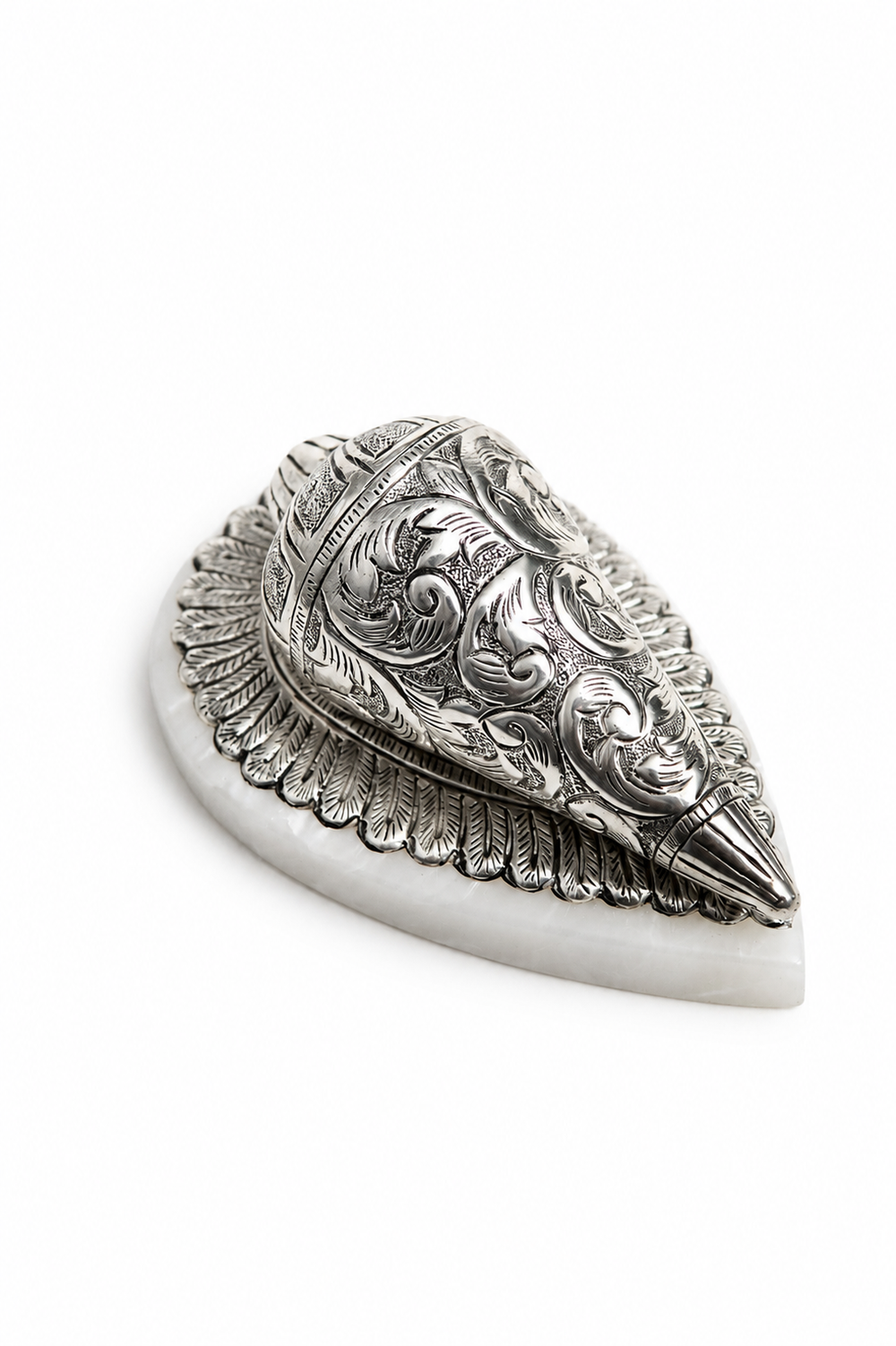 Chased Silver Conch (Shankh)