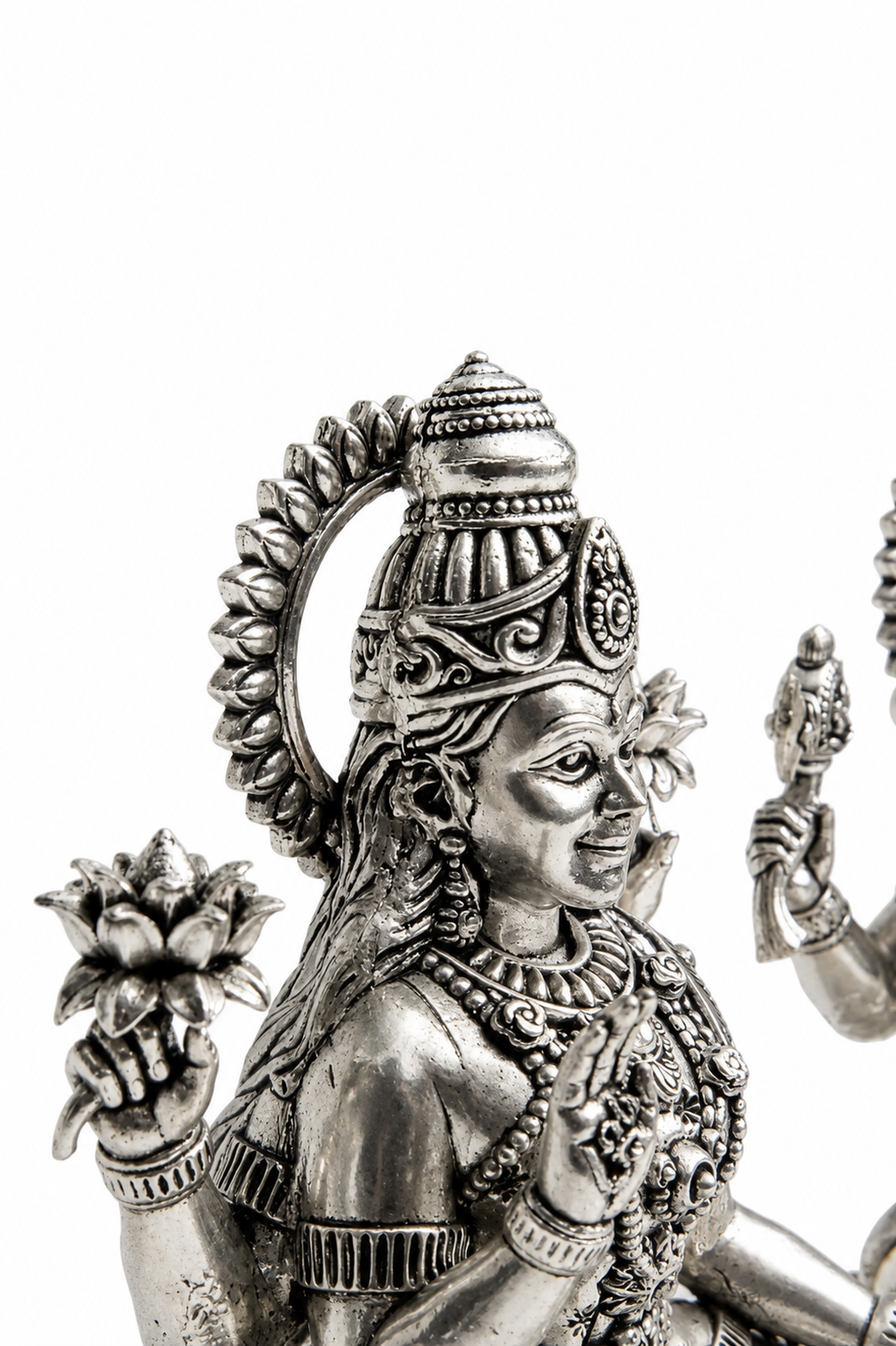 Lakshmi-Ganesh Idol Pair, Antique Lotus
