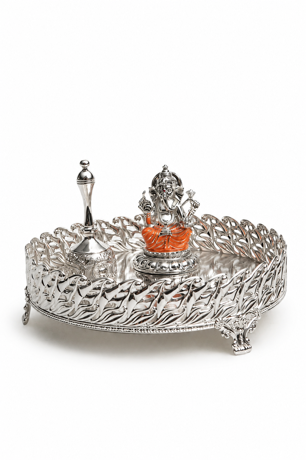 Footed Puja Tray with Ganesh