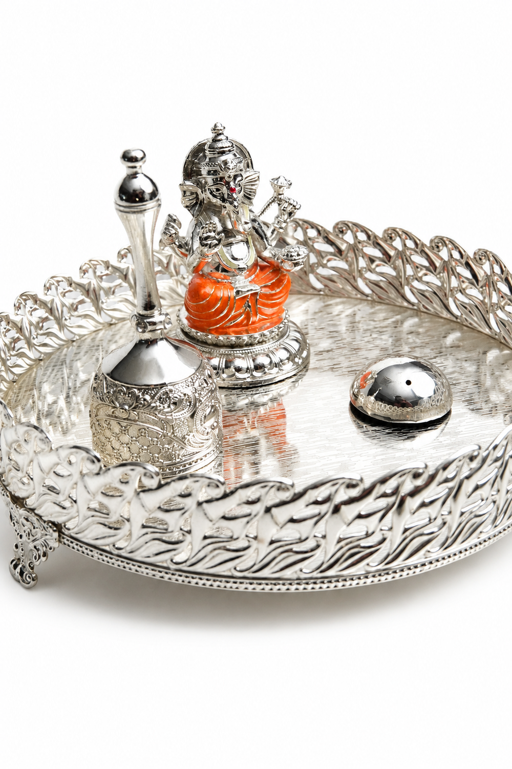 Footed Puja Tray with Ganesh