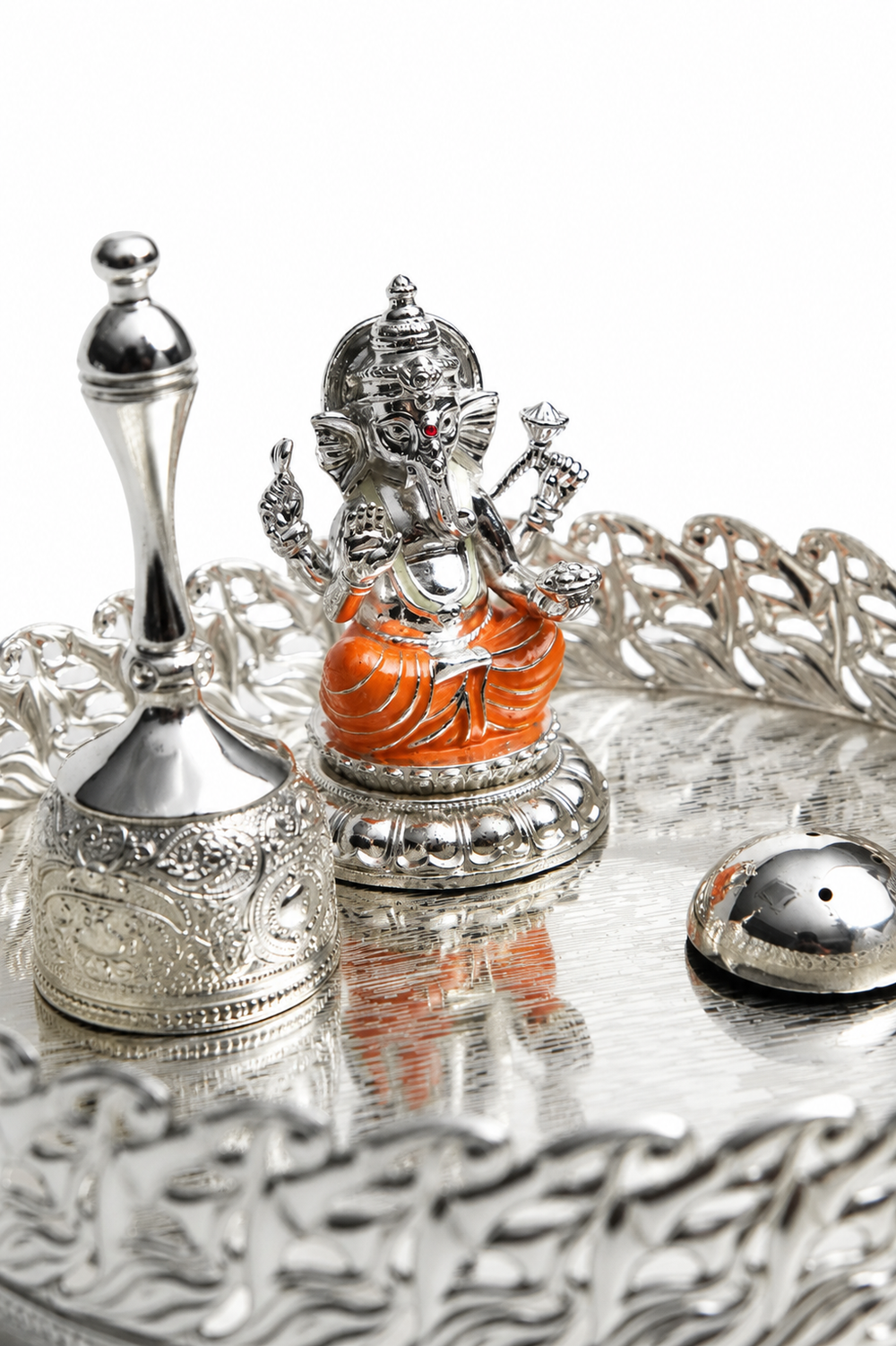 Footed Puja Tray with Ganesh