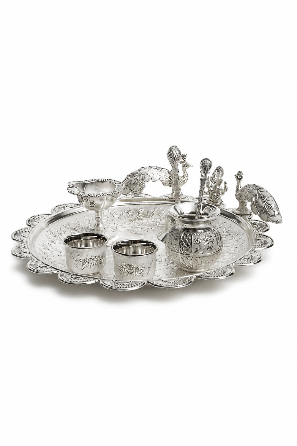 Peacock Garland Puja Thali