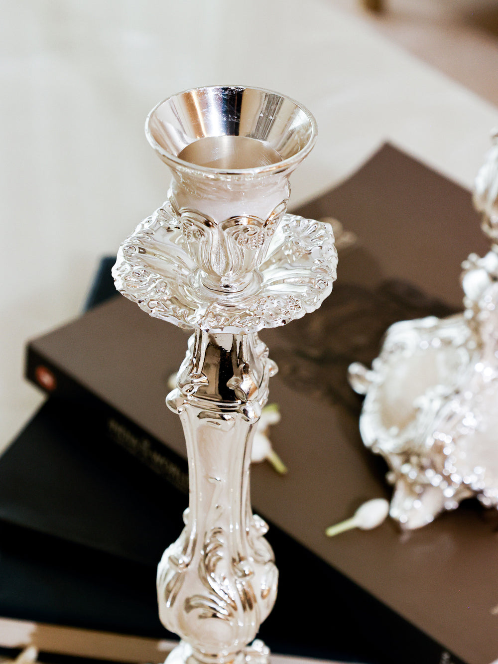 Regal Enamel Baroque Large Candle Stands