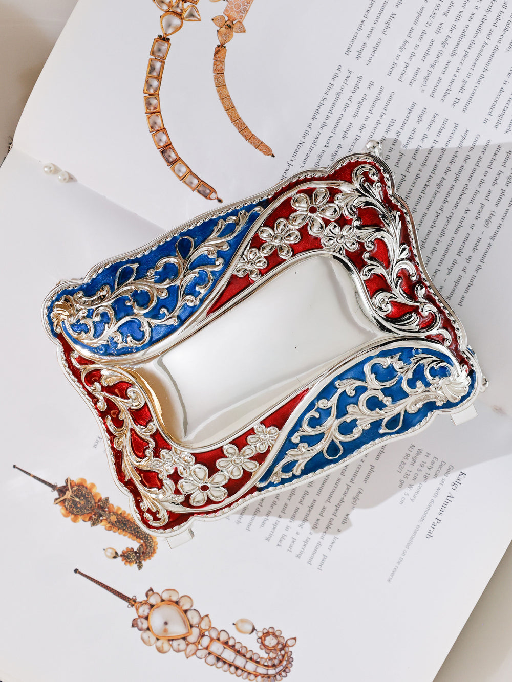 Regal Crimson and Sapphire Enamel Jewellery Box