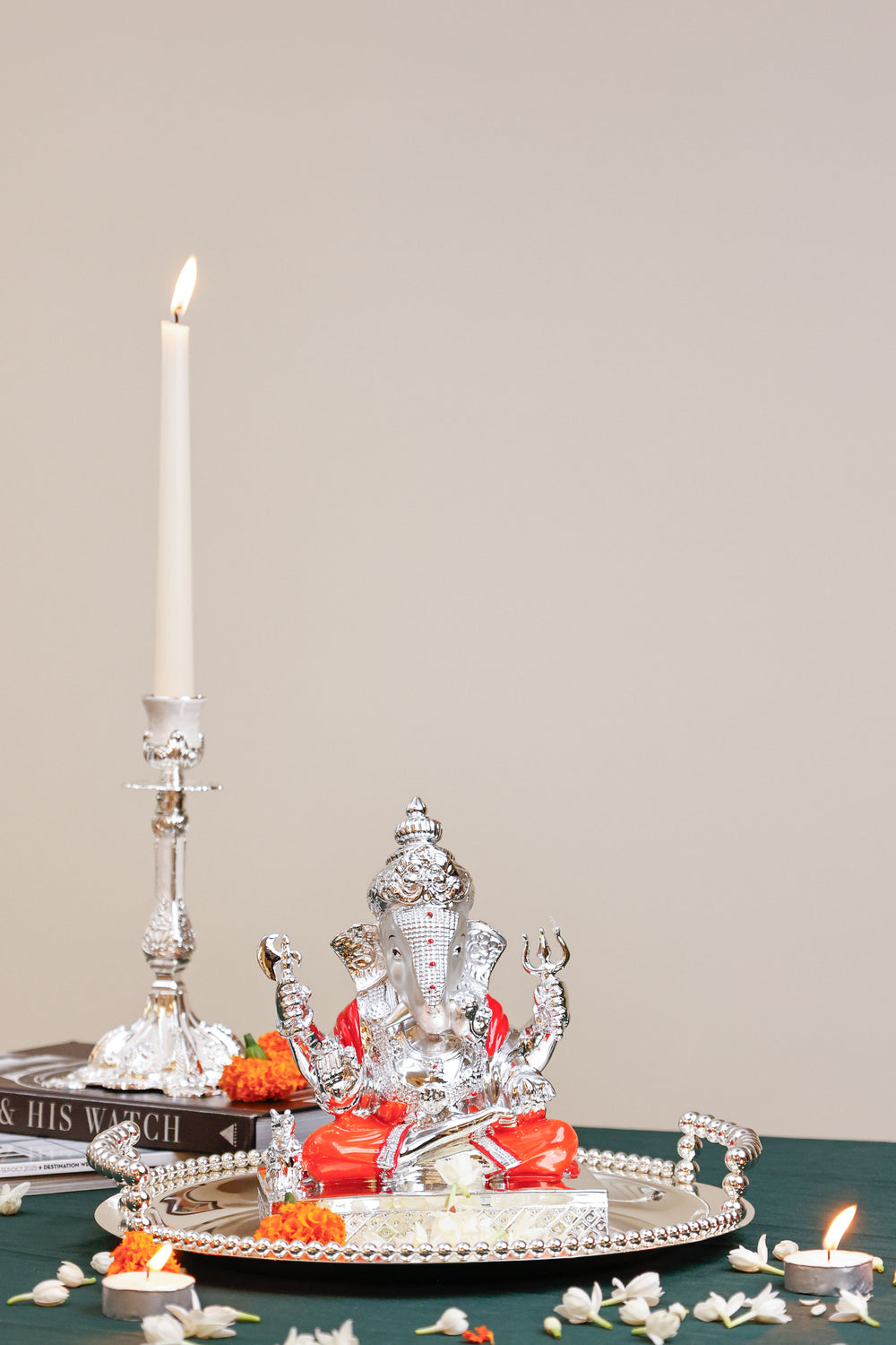 Ganesha Idol with Orange Detailing