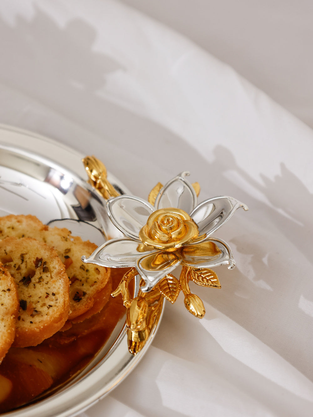 Eternal Bloom Round Serving Plate Set with Floral Accent