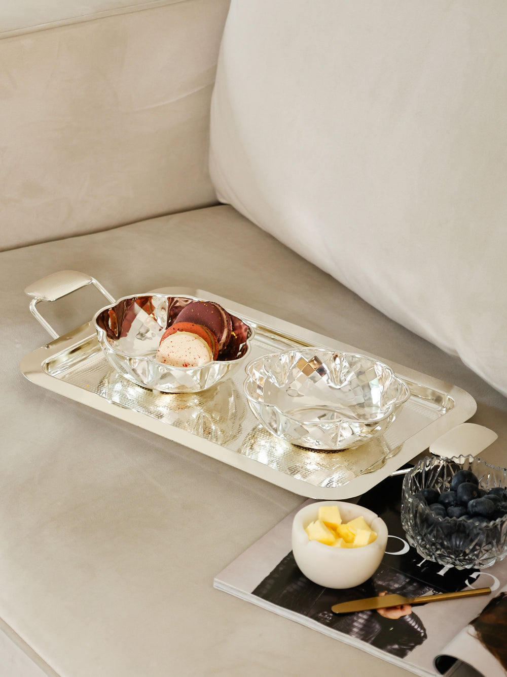 Verona Handled Tray and Snack Bowl Gift Set