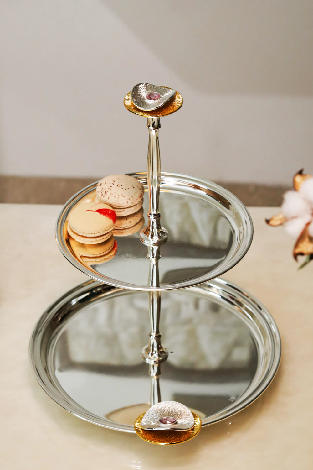 Eternal Bloom Silver-Plated Two-Tier Serving Stand - image 2