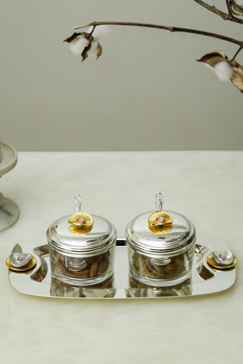 Eternal Bloom Silver-Plated Double Bowl Condiment Set - image 1,Eternal Bloom Silver-Plated Double Bowl Condiment Set - image 2,Eternal Bloom Silver-Plated Double Bowl Condiment Set - image 3,Eternal Bloom Silver-Plated Double Bowl Condiment Set - image 4