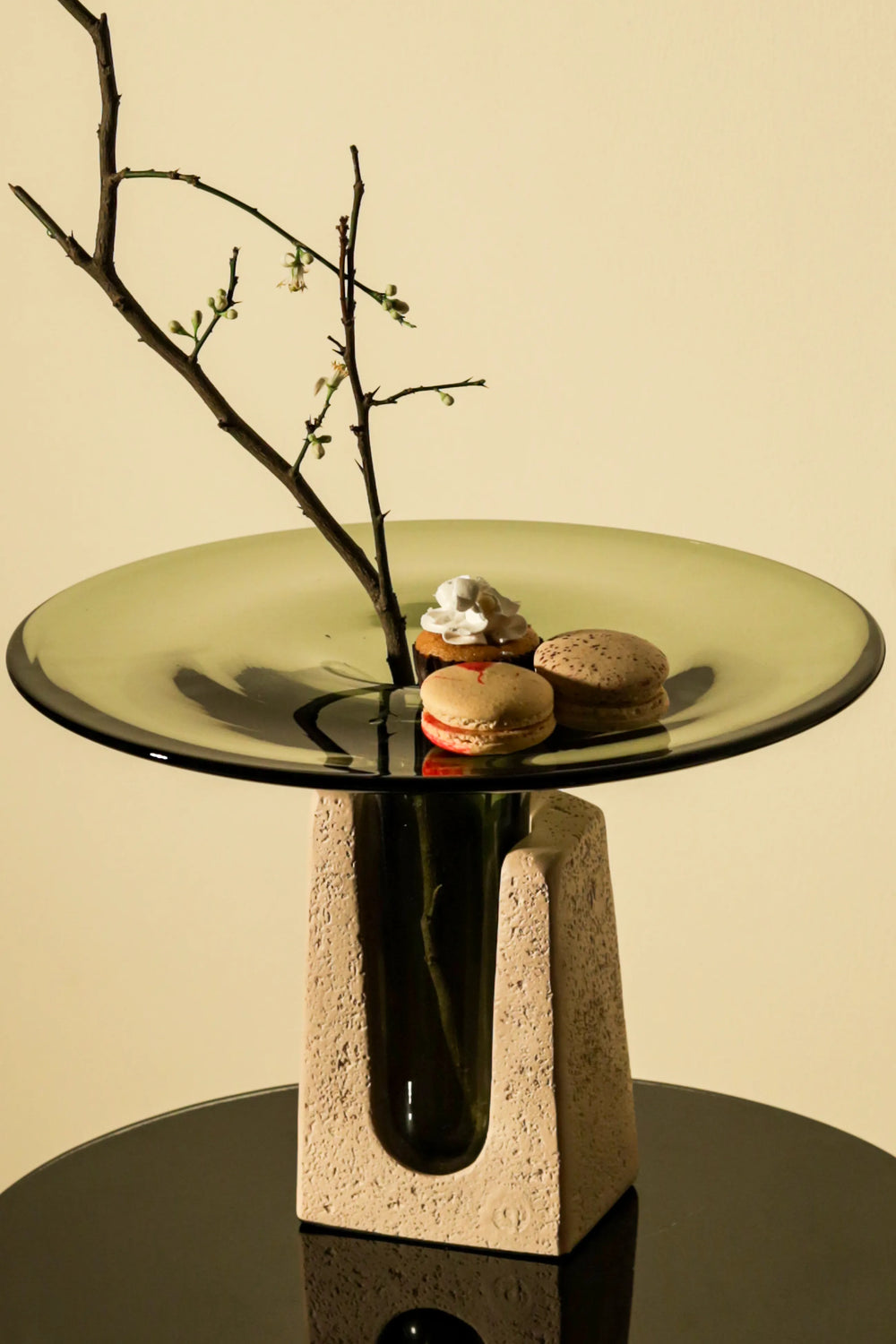 Glassmith's Ripple Glass Platter with Stone Base - image 2