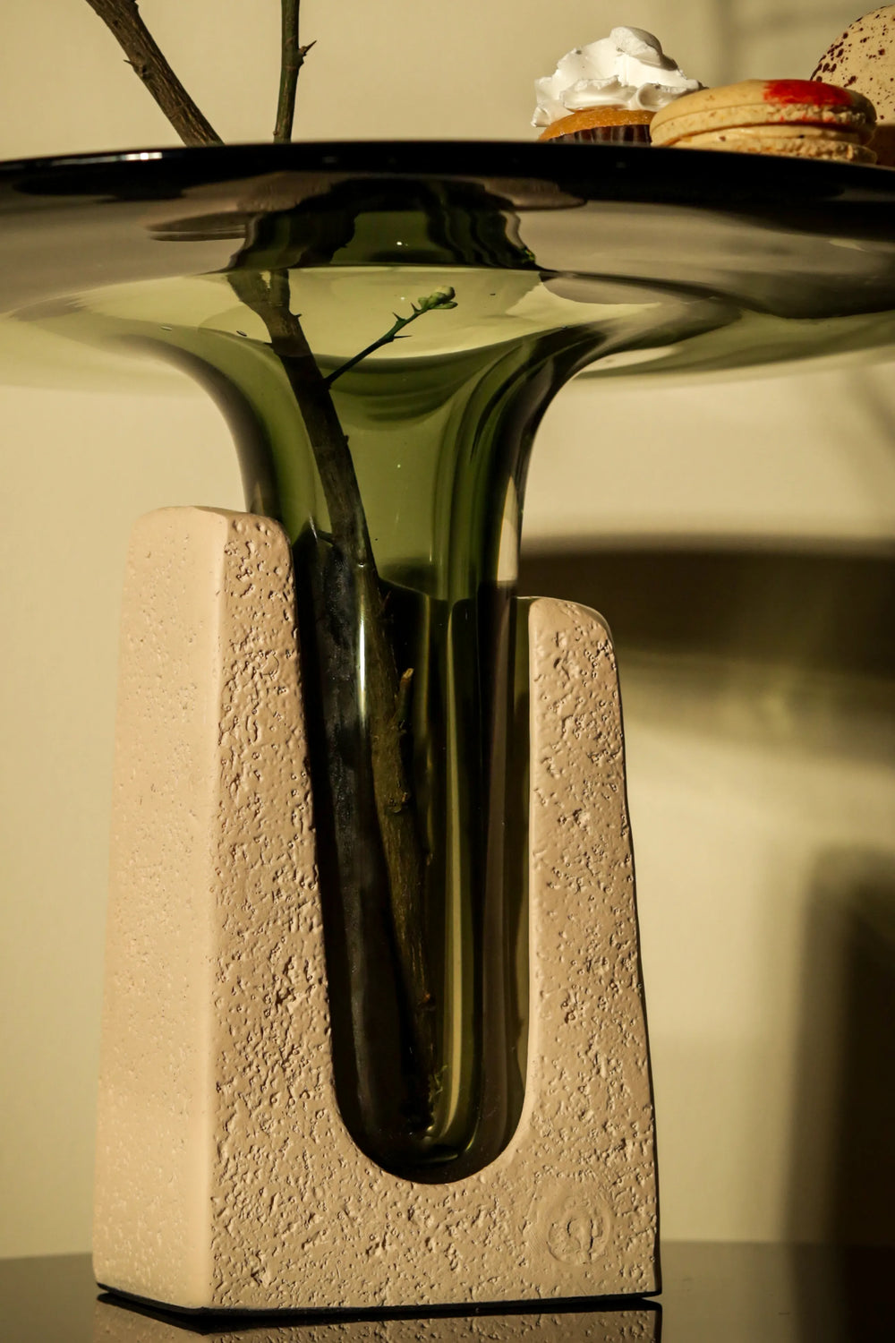 Glassmith's Ripple Glass Platter with Stone Base - image 3