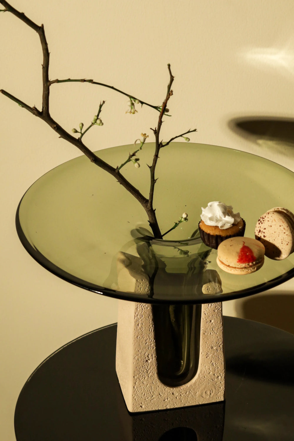 Glassmith's Ripple Glass Platter with Stone Base - image 4