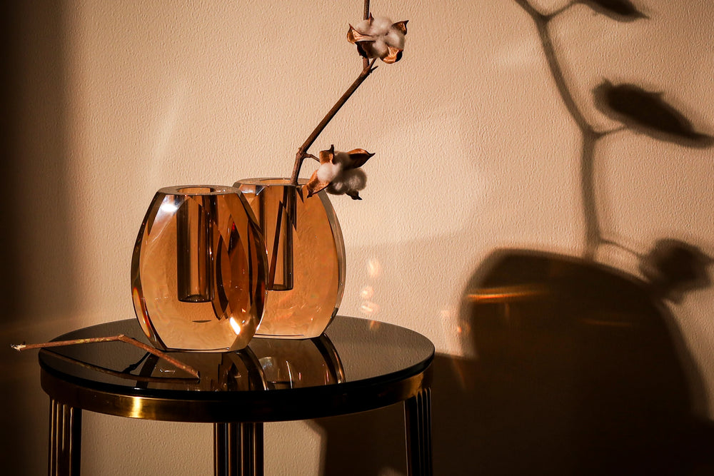 Glassmith's Amber Twist Vase - image 1,Glassmith's Amber Twist Vase - image 2,Glassmith's Amber Twist Vase - image 3,Glassmith's Amber Twist Vase - image 4,Glassmith's Amber Twist Vase - image 5