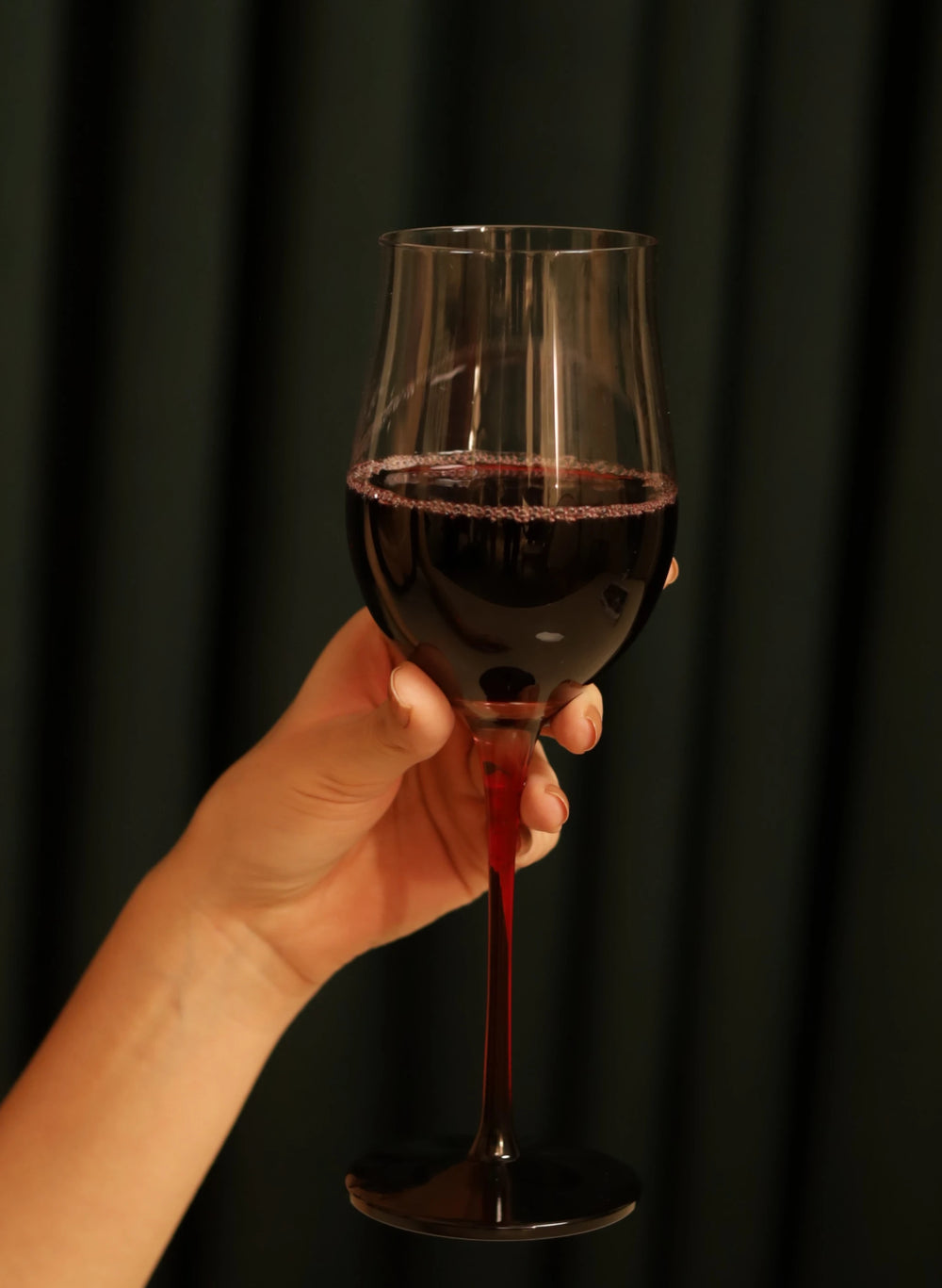 Library Bar Blood Red Stemmed Wine Glasses - image 1,Library Bar Blood Red Stemmed Wine Glasses - image 2,Library Bar Blood Red Stemmed Wine Glasses - image 3