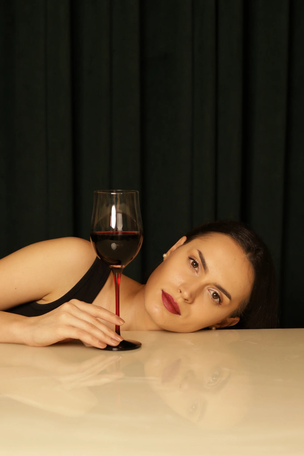 Library Bar Blood Red Stemmed Wine Glasses - image 2