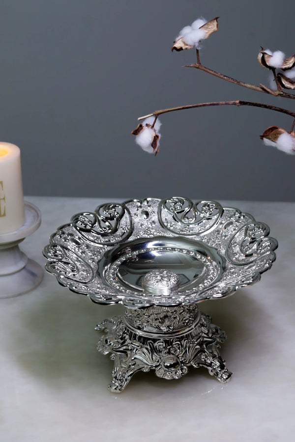 Regal Crown Etched Fruit Compote - image 1,Regal Crown Etched Fruit Compote - image 2,Regal Crown Etched Fruit Compote - image 3