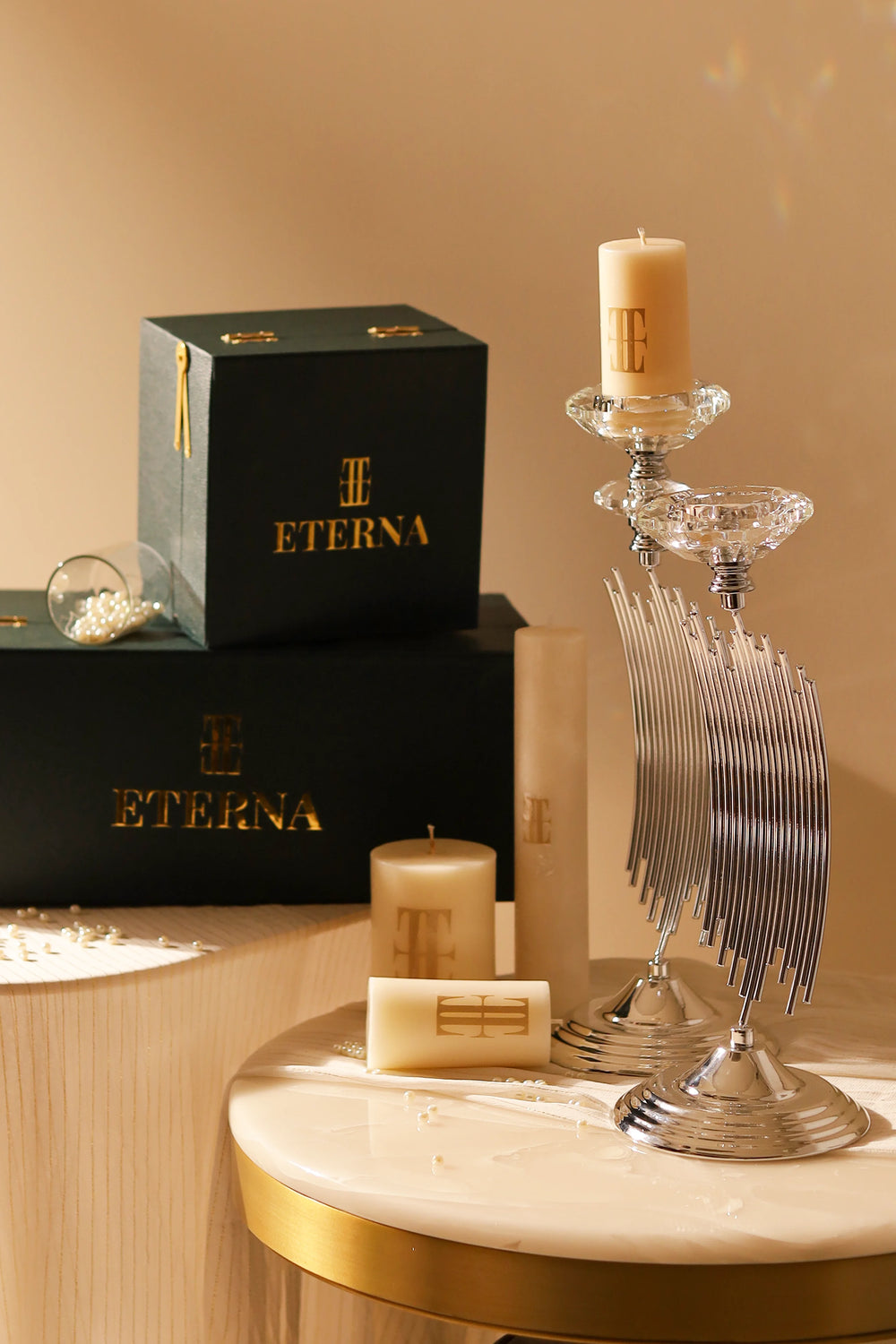 Verona Crystal Cascade Candle Stand Set - image 1,Verona Crystal Cascade Candle Stand Set - image 2,Verona Crystal Cascade Candle Stand Set - image 3