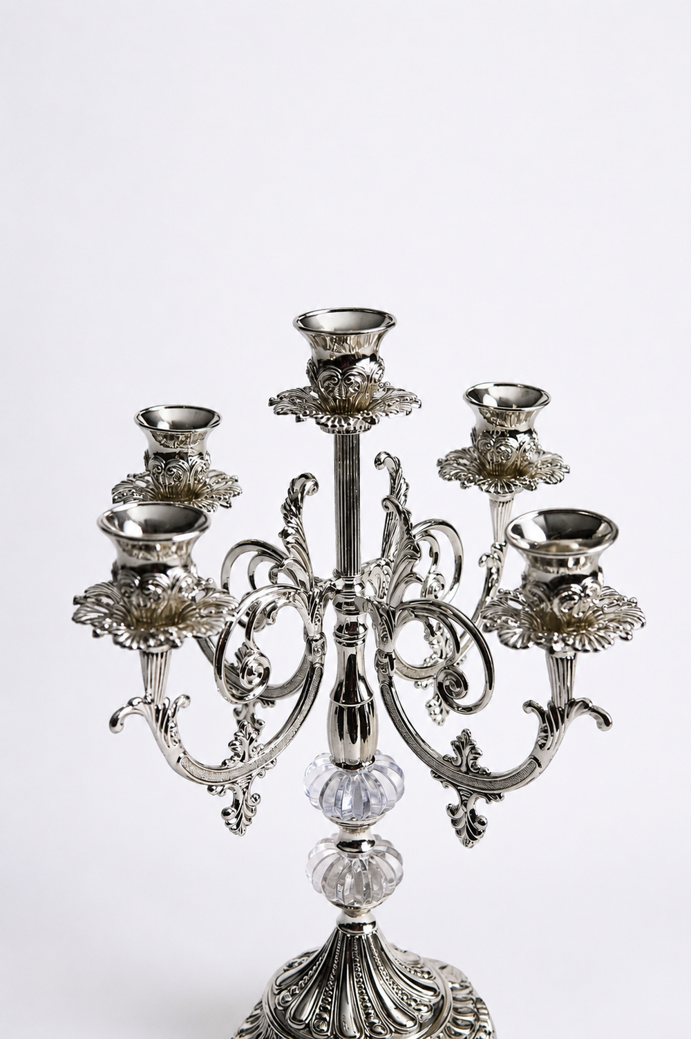 Regal Crystal Sphere Five-Light Candelabra