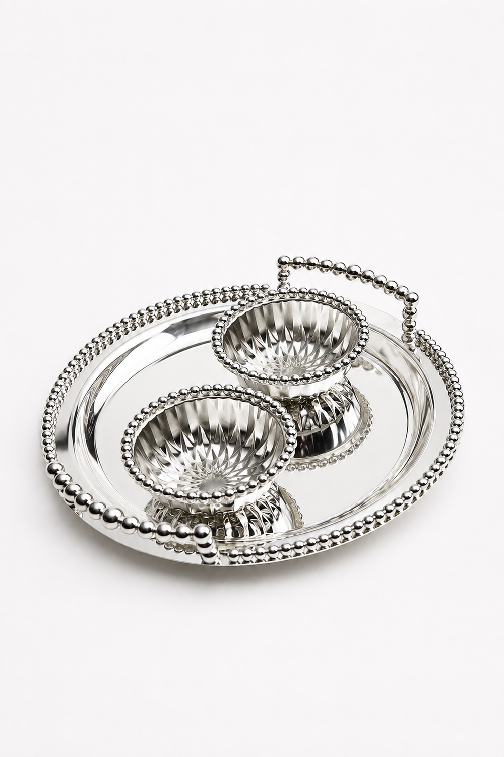 Beaded Rim Bowls and Tray Set