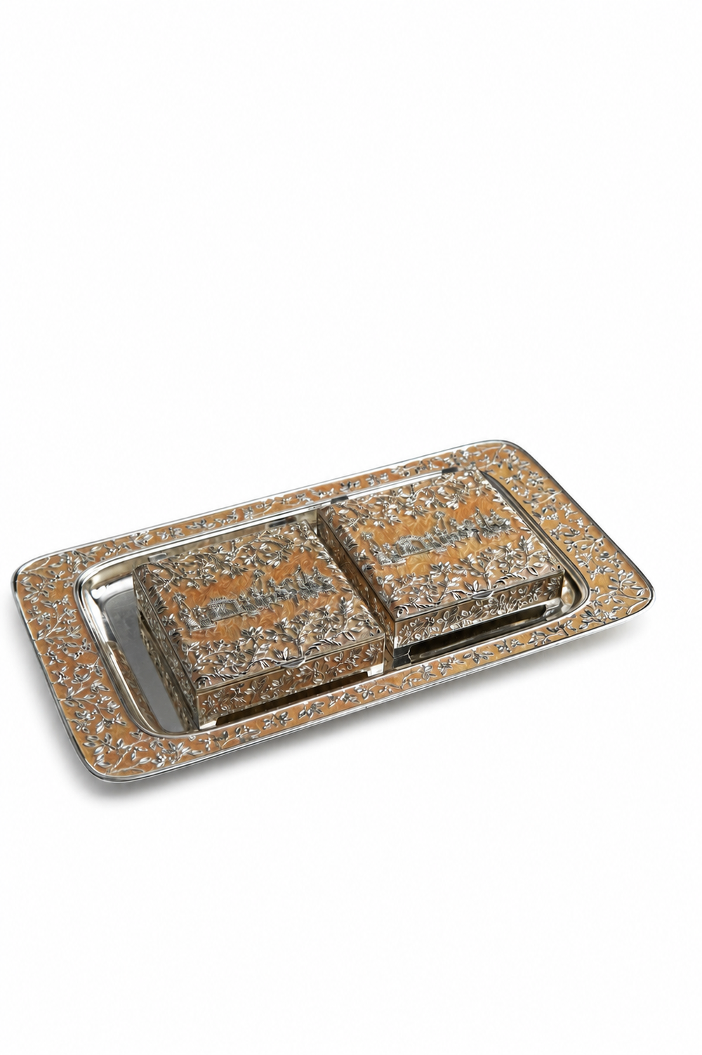 Enamel Jewellery Box Duo with Tray