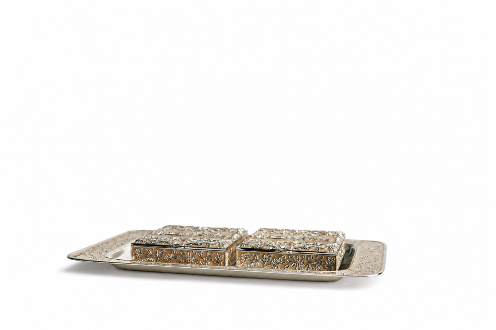 Enamel Jewellery Box Duo with Tray