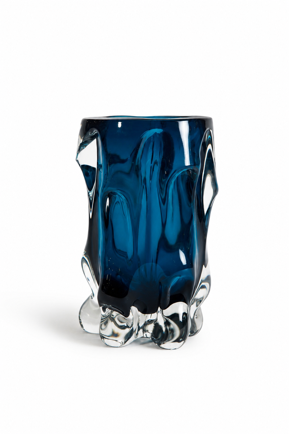 Teal Sommerso Clawed-Foot Vase