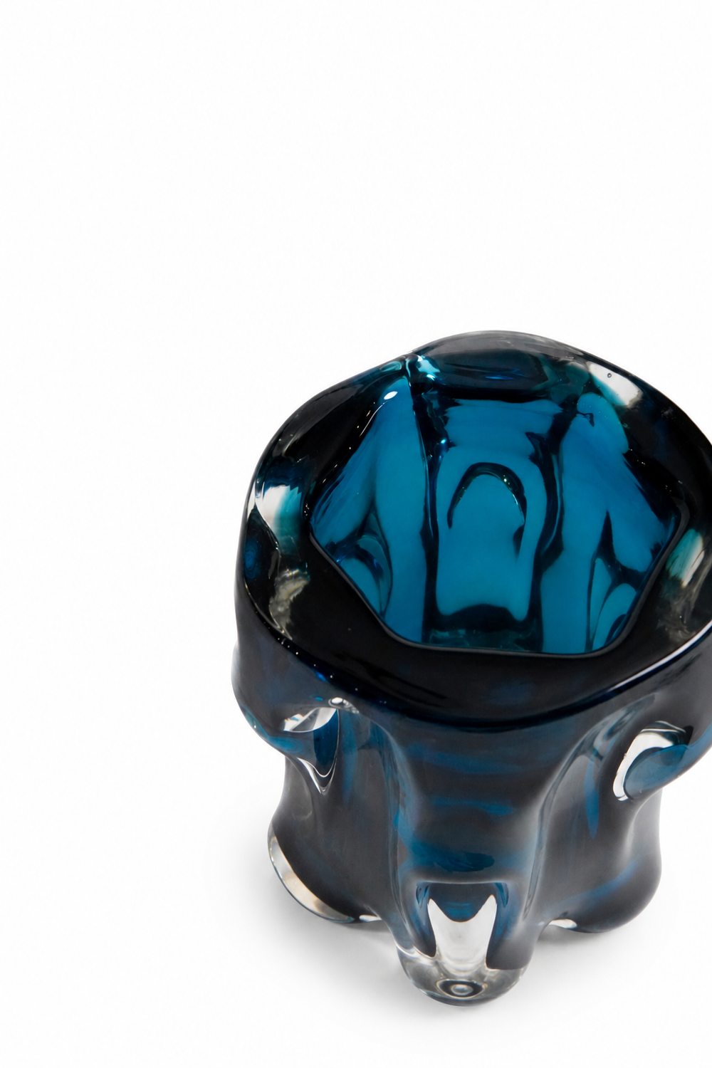 Teal Sommerso Clawed-Foot Vase