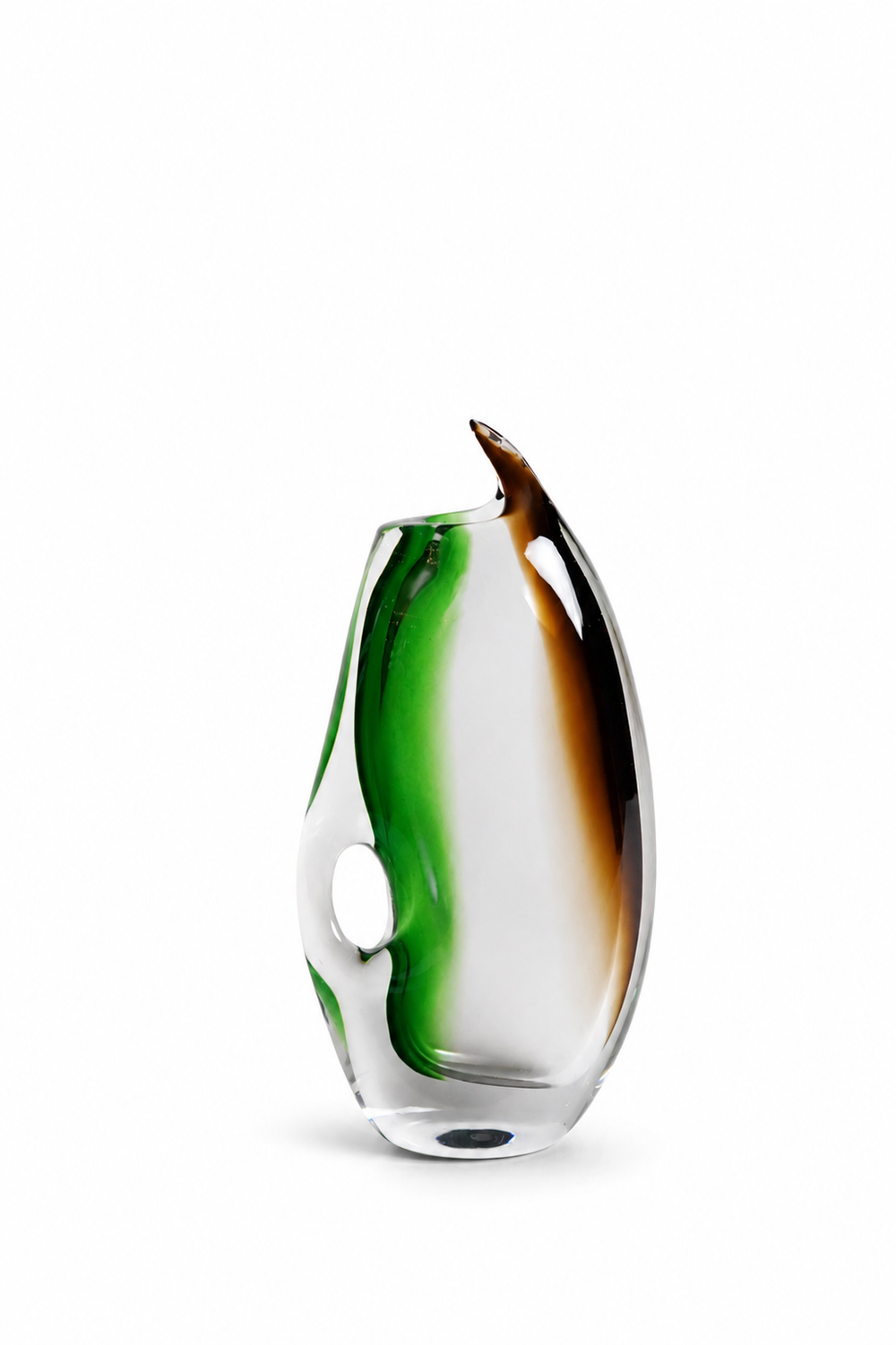 Green and Amber Sculptural Sommerso Vase