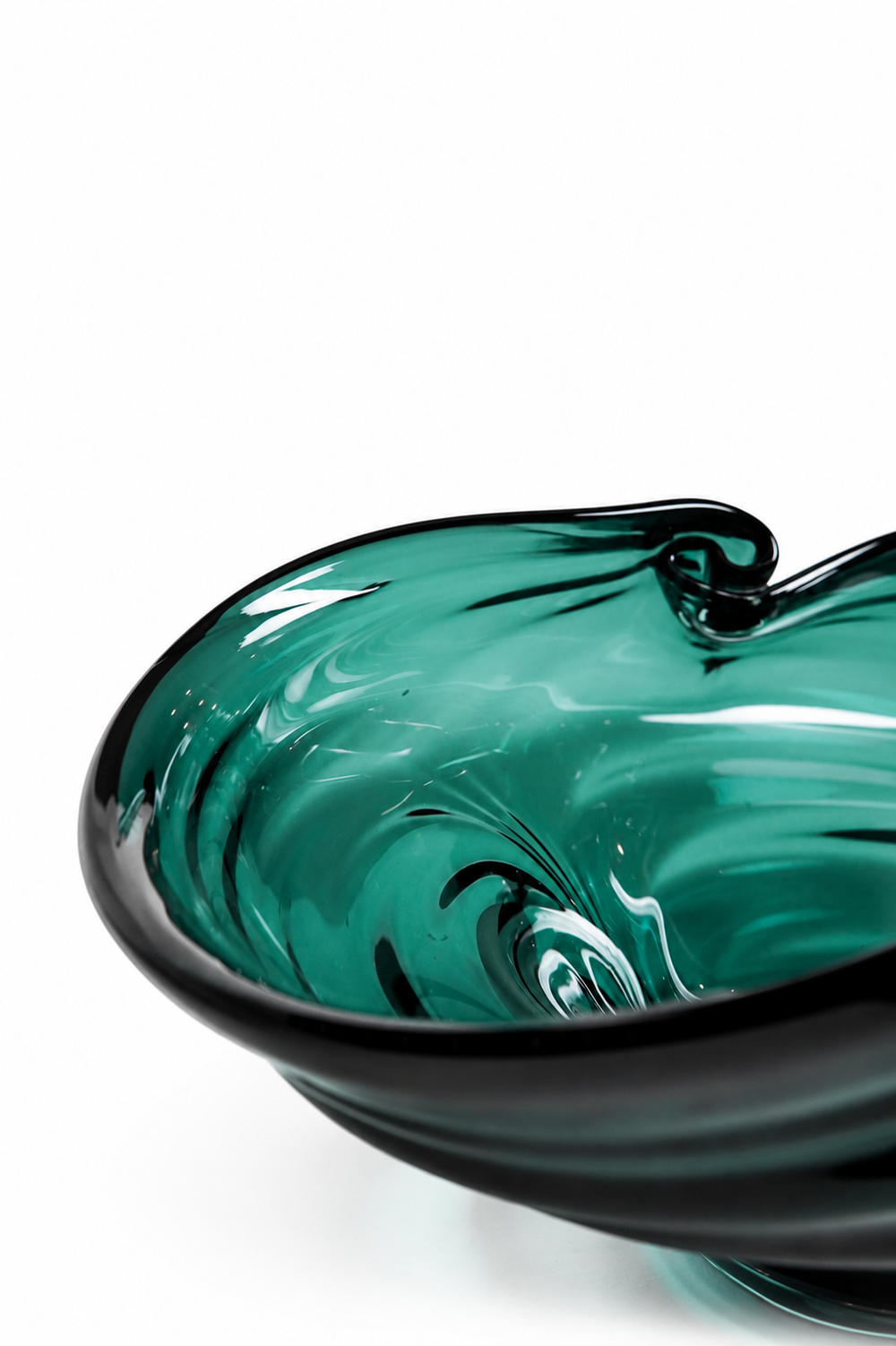 Teal Freeform Glass Bowl