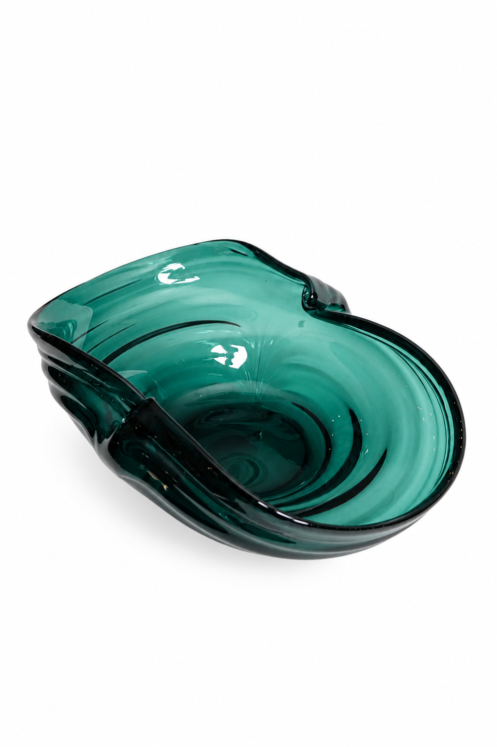 Teal Freeform Glass Bowl