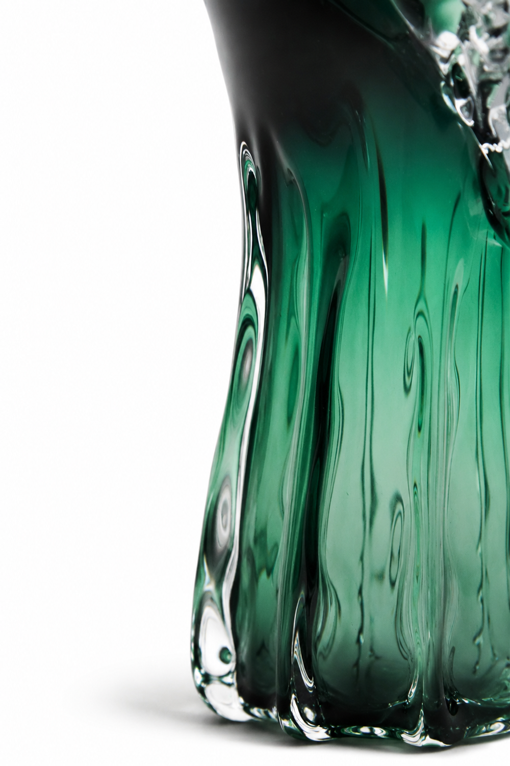 Green Ruffled Rim Tall Vase