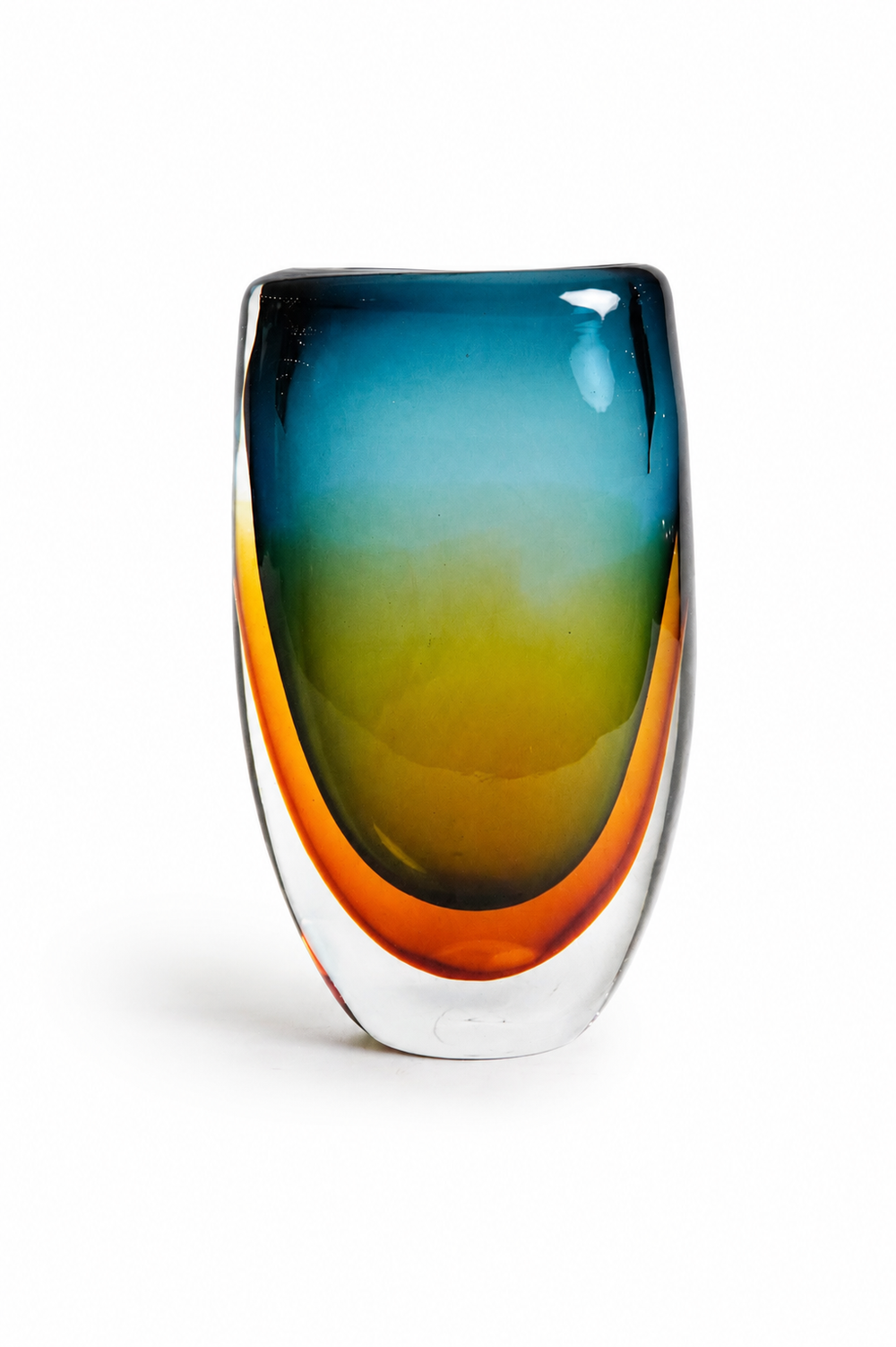 Teal to Amber Sommerso Vase