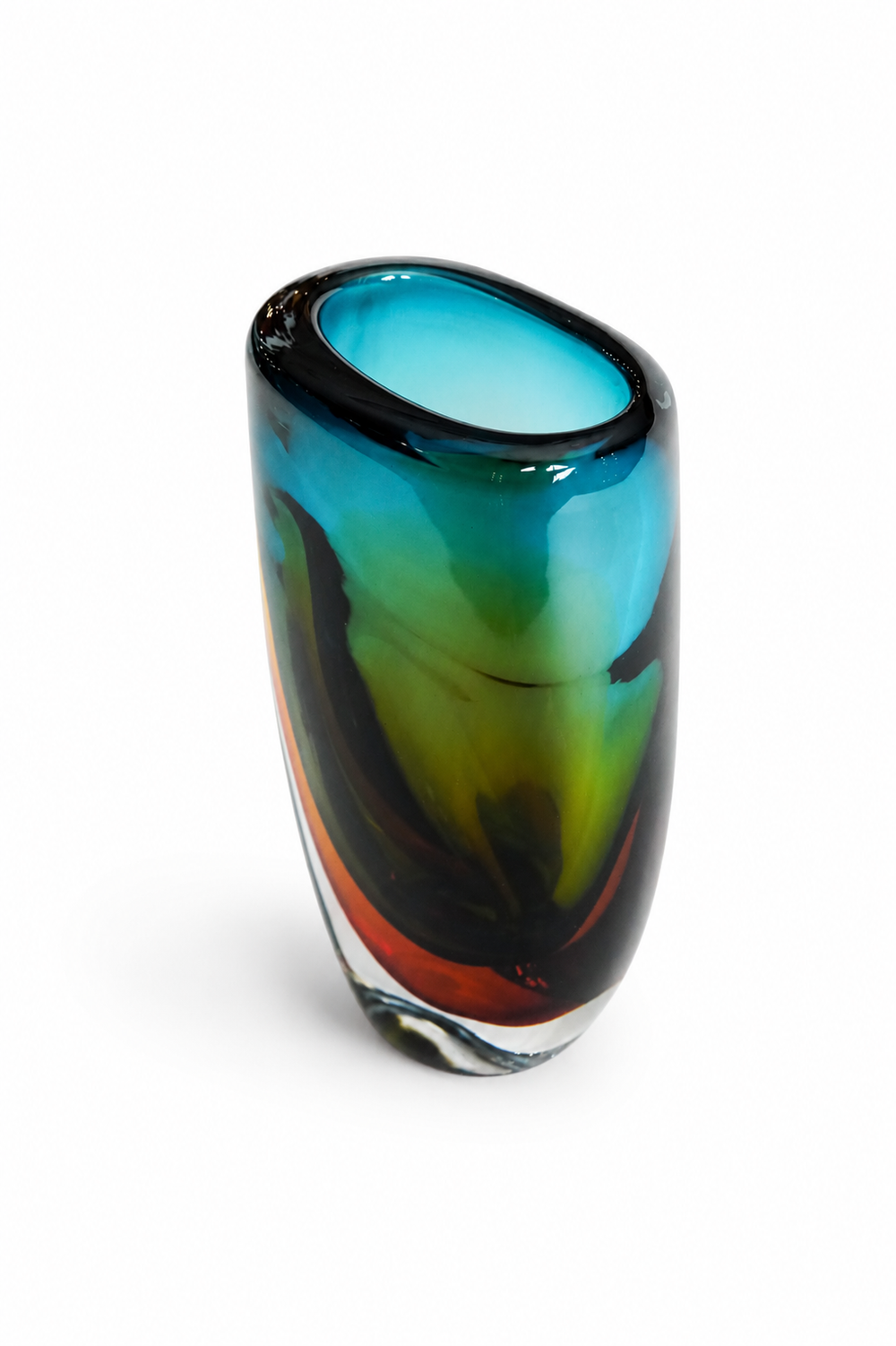 Teal to Amber Sommerso Vase