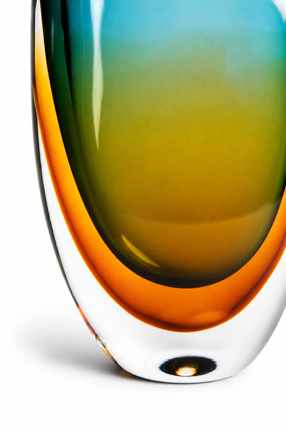 Teal to Amber Sommerso Vase