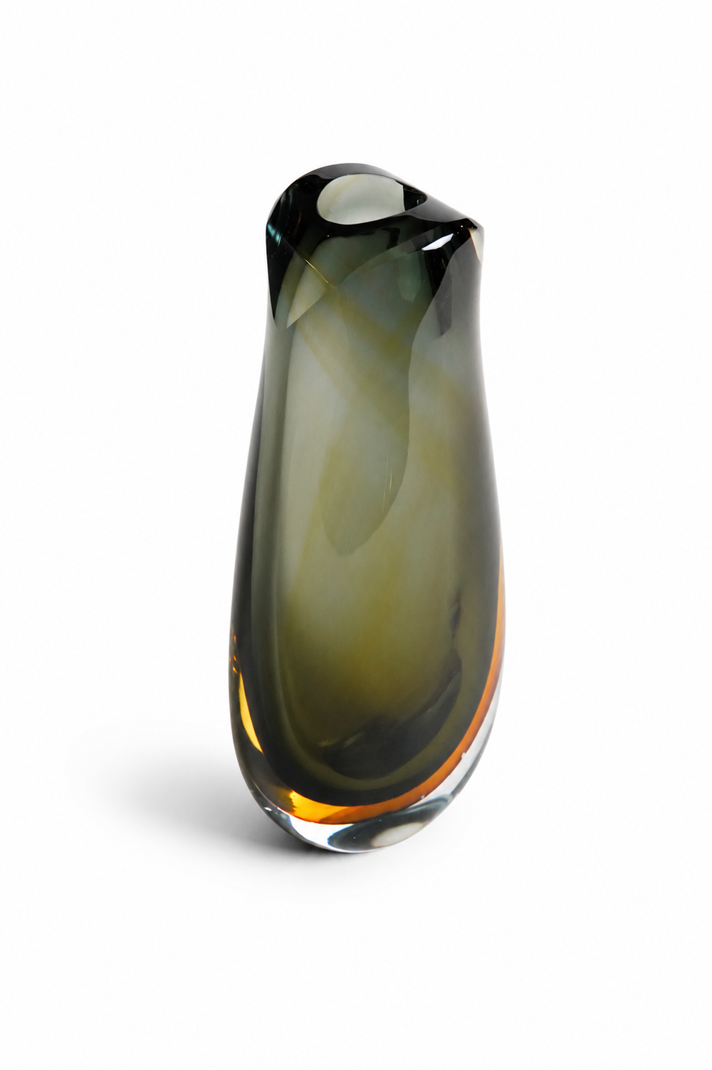 Grey-Green to Amber Teardrop Vase