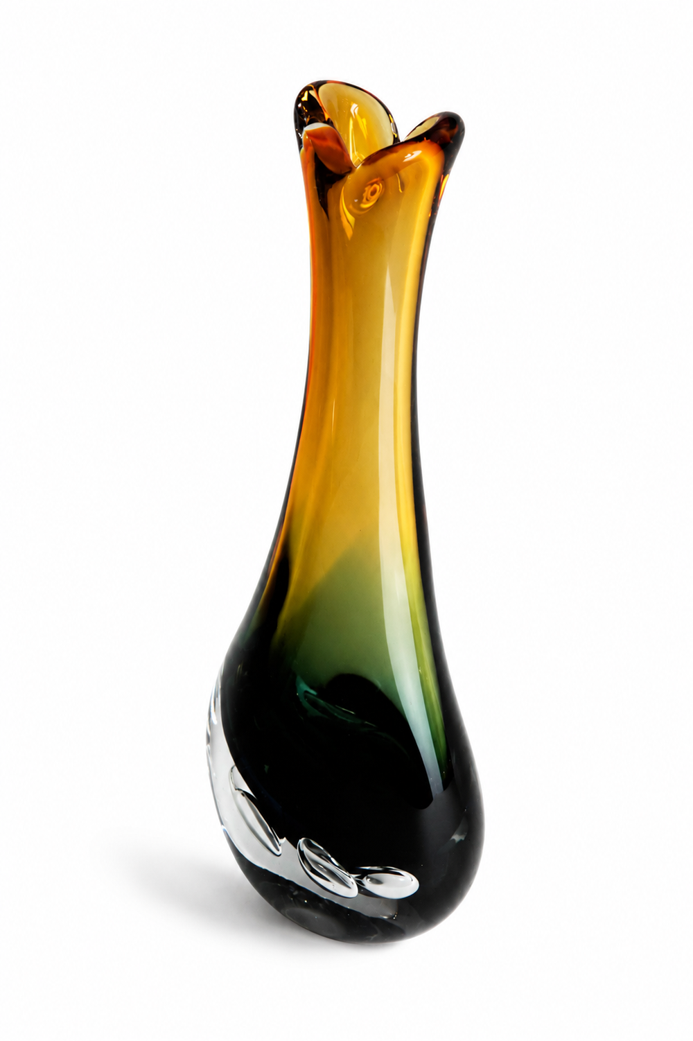 Amber to Teal Gradient Flame Vase