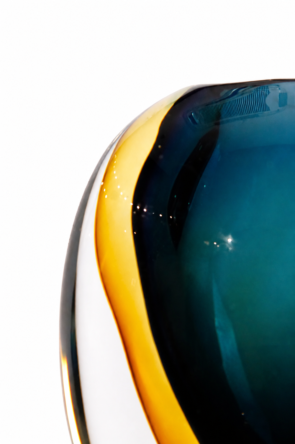 Blue and Amber Pinched Neck Vase