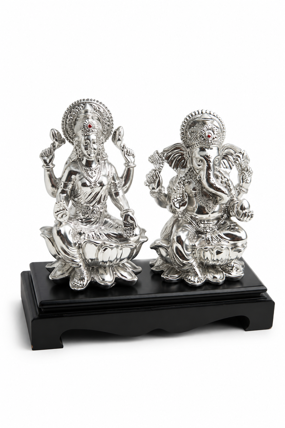 Lakshmi-Ganesh Idol Pair, Classic Silver