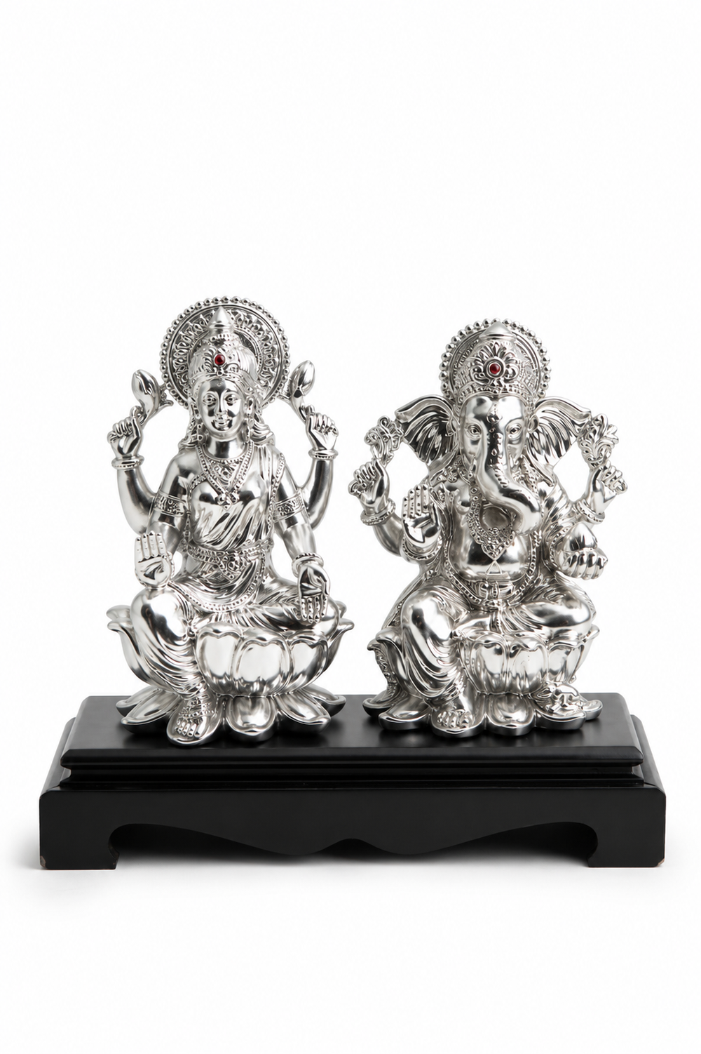 Lakshmi-Ganesh Idol Pair, Classic Silver
