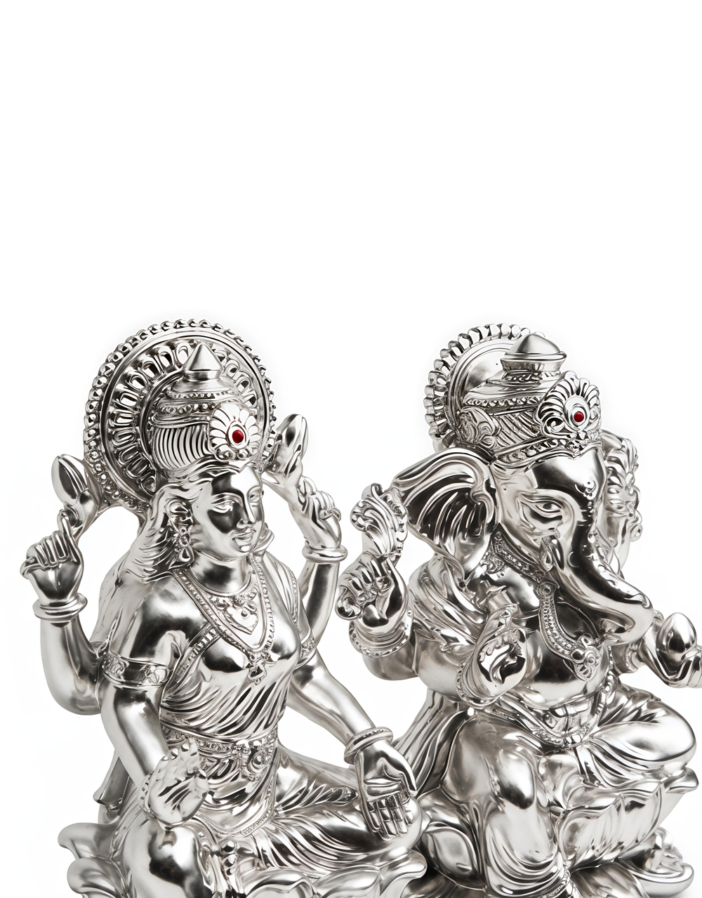 Lakshmi-Ganesh Idol Pair, Classic Silver