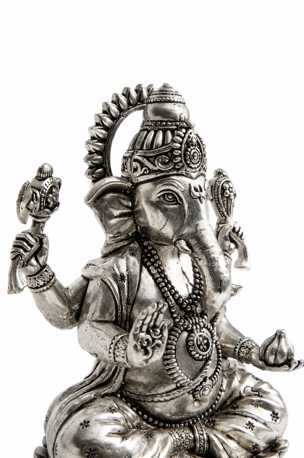 Lakshmi-Ganesh Idol Pair, Antique Lotus