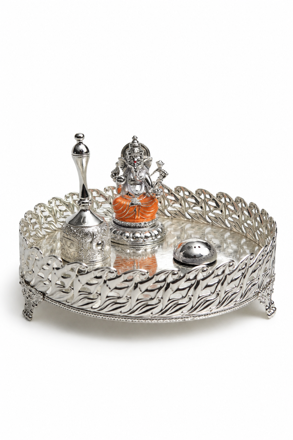 Footed Puja Tray with Ganesh
